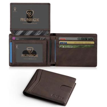 Imagem de Carteira de couro RUNBOX Slim com bloqueio de RFID 11x8x2 cm