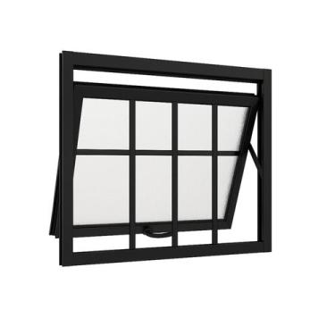 Imagem de Janela Maxim Ar 1 Seção Aluminio Preto Com Grade Linha 25 - 80x80 - AR