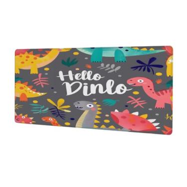 Imagem de Mouse pad grande dinossauro bonito palavra impermeável computador protetor de mesa tapete antiderrapante base de borracha mousepad para escritório, computador, teclado, laptop e mesa de casa, mouse