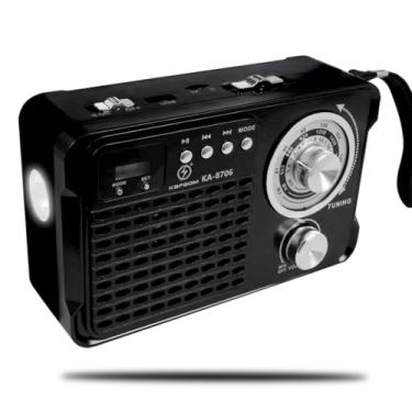 Imagem de Radio Retro Portatil Am Fm Bluetooth USB SD Bateria Recarregavel Luminaria RGB(Preto)