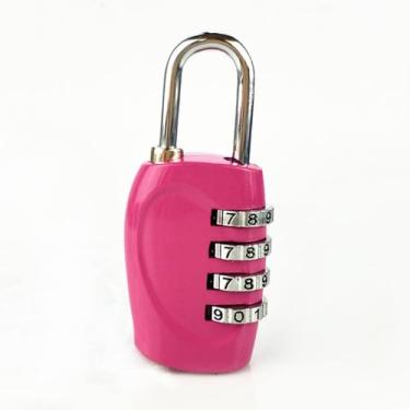 Imagem de Dioche Cadeado de Segurança Ao Ar Livre Com Combinação de 4 Dígitos, Cadeado de Liga de Zinco para Bagagem, Mochilas, Malas, Gavetas, Armários, Bolsas de Viagem (PINK)