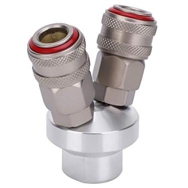 Imagem de Conector bidirecional cromado componente pneumático aço carbono G1/10.2 cm acoplador rápido de rosca para ambientes externos, divisores de mangueira de jardim