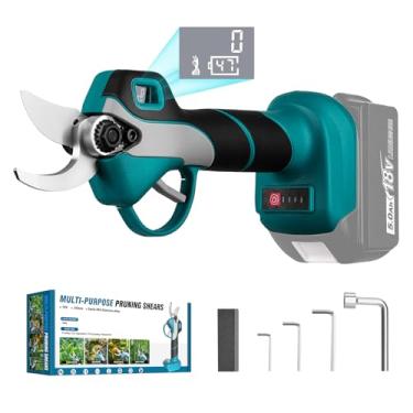 Imagem de ZUYIYI - Tesoura elétrica sem fio para bateria Makita 18V, tesoura de jardim sem escova portátil com diâmetro de corte de 30 mm com display LED, 4 chaves de árvore