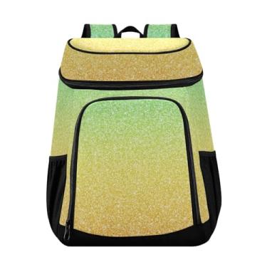 Imagem de Mochila masculina verde amarela com glitter, isolada, à prova de vazamento, 36 latas, para almoço, piquenique, viagem, acampamento, caminhada