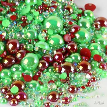 Imagem de 500 peças ABS pérolas semi-redondas e resina flatback strass tamanhos variados kit sortido para fazer joias DIY, arte de unhas, decoração de artesanato (cor 1)