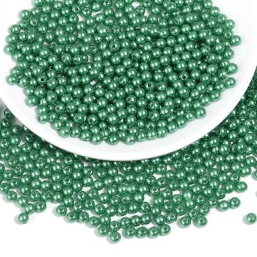 Imagem de Chuyau 1500 peças de contas de pérolas verdes de Natal de 5 mm com furo redondo para artesanato de pérolas soltas falsas para mulheres, joias, pulseiras, colares, brincos, chaveiros, acessórios, faça