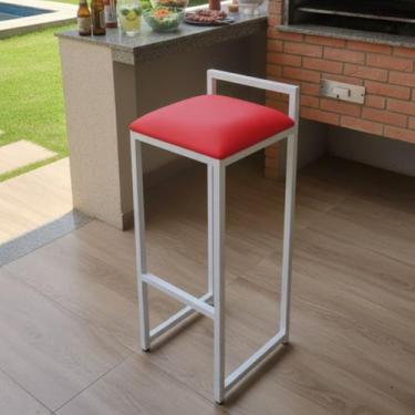 Imagem de Banqueta Balcão Alta Cozinha Banco Industrial Cor:Vermelho - Loja Béle