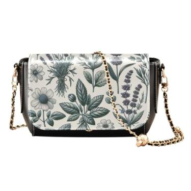 Imagem de Maçãs pretas em uma bolsa transversal de couro com padrão branco, bolsas transversais de couro para mulheres na moda, bolsa feminina de couro, Ervas vintage, One Size