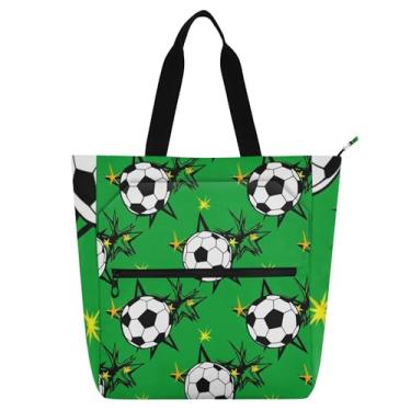 Imagem de Bolas de futebol pretas e brancas verdes para trabalho, lona, escola, bolsa de livros, bolsas para professores, presentes para amantes de livros