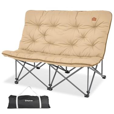 Imagem de KingCamp Cadeira dupla borboleta, sofá de acampamento acolchoado de tamanho grande, portátil, dobrável, 272 kg, assento de dormitório confortável com encosto alto e bolsa de transporte para ambientes