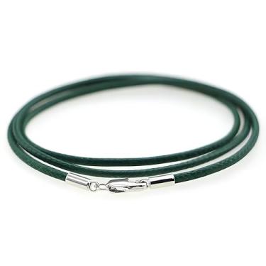 Imagem de Colar de couro trançado de 40 cm, corrente de corda de cera para homens e mulheres, 2 mm de largura, 50 CM, Metal, Sem Pedra Preciosa