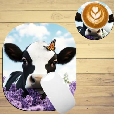 Imagem de TOEMZTFT Mouse pad pequeno, mini mouse pad 15 x 18 cm, para laptop, bandeja de teclado, mouse sem fio, casa, escritório, viagem, com base de borracha antiderrapante, tapete de mouse impermeável, vaca