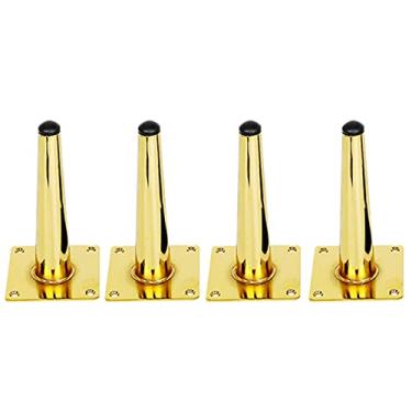 Imagem de TRGCJGH Penteado dourado para móveis pernas de sofá 4 peças pernas de armário de metal pernas de sofá modernas para cômoda suporte de TV mesa lateral, B-3,9 polegadas