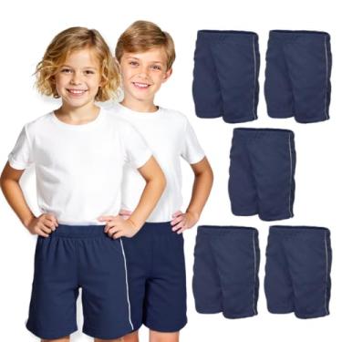 Imagem de Kit 5 Bermuda Helanca Infantil Azul Marinho Tamanho 01