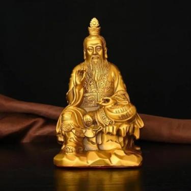 Imagem de FENNYYAR Estátua de latão Taishang Laojun, 19 cm 18,8 cm, ofertas domésticas adoração decoração de vida ancestral