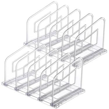 Imagem de LALOBLUE Organizador de arquivos, organizador de pastas de acrílico, divisórias verticais de plástico para papel de carta de revista, organizadores de mesa para escritório, sala de aula e casa (4