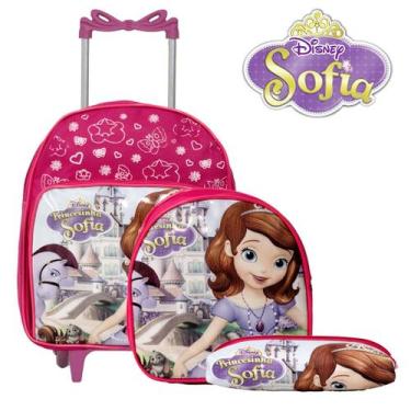 Imagem de Bolsa de Rodinha Menina Desenho Sofia Com Lancheira Infantil - TOYS 2U