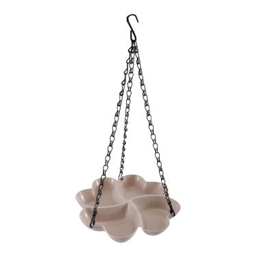 Imagem de Fenteer Bebedouro/Comerciante Suspenso para Pássaros com 4 Compartimentos, Corrente e Gancho para Alimentação em Quintal, Árvores e Áreas Externas, Branco