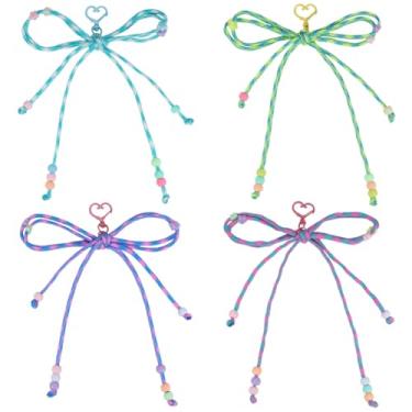 Imagem de SUNNYCLUE 8 peças chaveiro de corda tecido alça laço laço cordão cordão chaveiro contas acrílicas coração mola fechos poliéster corda saco pingentes para chaves bolsas bolsa mochila artesanato