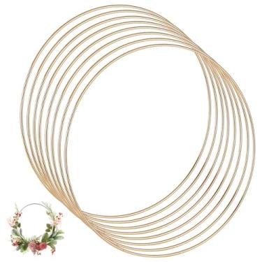 Imagem de Pacote com 8 argolas de macramê de metal para pendurar na parede, apanhador de sonhos e grinaldas | Anéis de artesanato floral para arte DIY e decoração de casa (tamanho: 12 cm)