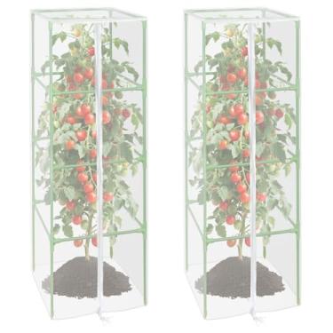Imagem de ZeeDix Rede de pássaros para gaiola de tomate de jardim, pacote com 2 gaiolas de malha de jardim, árvore frutífera, arbusto, mirtilo, trepadeira, rede de cobertura, rede de jardim, persiana de caça