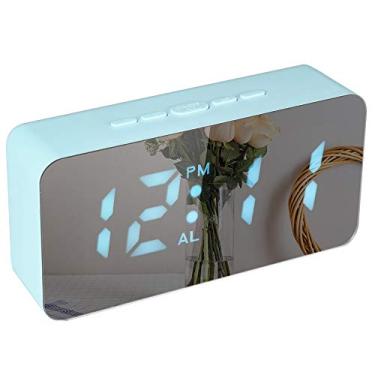 Imagem de Relógio de Alarme com Espelho LED RGB Digital 3 Alarmes Luminância Ajustável Carregamento USB Termômetro Mesa Dois Modos Exibição Controle por Som Ene
