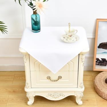 Imagem de NEWISHER Toalha de mesa quadrada branca 61 x 61 cm, tecido de poliéster resistente, toalha de mesa lavável sólida reutilizável para mesa de cabeceira, mesas de cabeceira, mesas de canto ao ar livre e