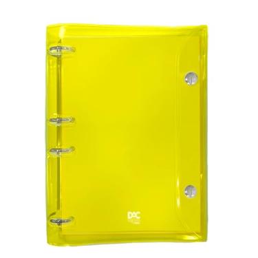Imagem de DAC - Caderno Argolado Colegial PVC Cristal com 192 Folhas Fechamento em Botão - Bubble Amarelo