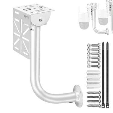 Imagem de Suporte de parede para câmera de segurança em forma de L de alumínio - Suporte tubular de 20 x 40 cm com adaptador de aço, compatível com câmeras Dome/IP/PTZ, uso interno/externo resistente para