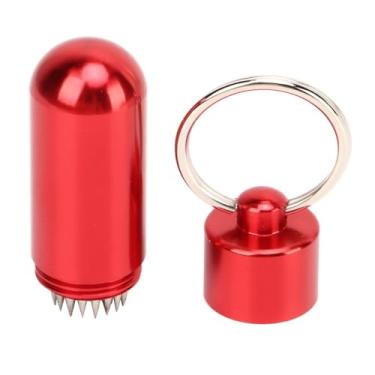 Imagem de Chiffonade Modelador de ponta de taco de bilhar de liga de alumínio - ferramenta portátil de ponta de bilhar com chaveiro para manutenção de taco de sinuca com superfície abrasiva (vermelho)
