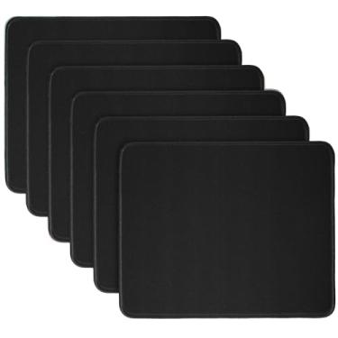 Imagem de Xuhal 6 peças de mouse pad a granel 3 mm com base de borracha antiderrapante costurada à prova d'água mouse pad a granel computador gamer confortável para mesa, laptop, escritório, casa, 26 x 20,8 cm