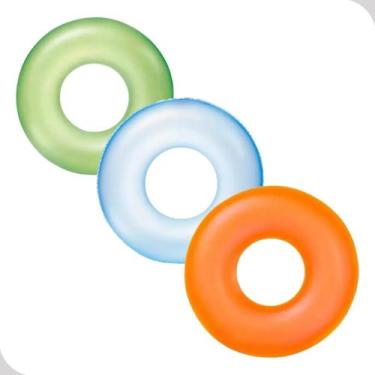 Imagem de Boia Inflável Neon 76cm Vinil Sortido Piscina Atividades Aquáticas - F