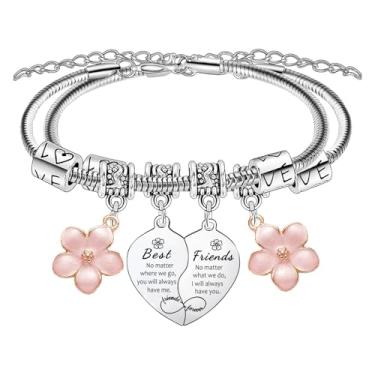 Imagem de 2 pulseiras de amizade combinando para melhor amiga, presentes para mulheres, amigas, irmãs, amigas, amigas, amigas, presentes, aniversário, amizade, joias