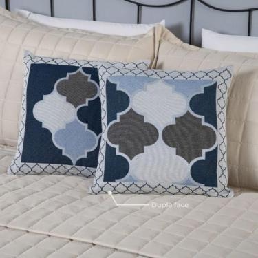 Imagem de Kit 02 Almofada Cheia Decorativa Sofa Sala Quarto Grécia Jacquard Dupl