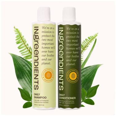 Imagem de Shampoo e Condicionador 284 mL Vegano para Todos os Tipos de Cabelo, INGREENDIENTS, Branco