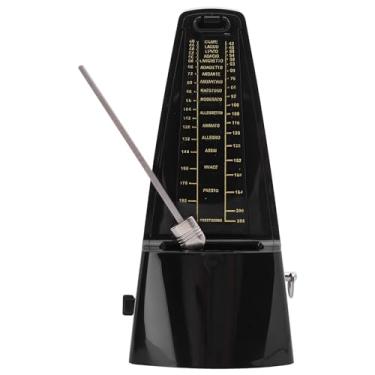 Imagem de Metrônomo mecânico, metrônomo de pêndulo universal, design elegante, temporizador de música para piano, guitarra, violino, bateria e outros instrumentos (preto)