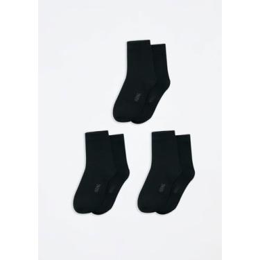 Imagem de Kit 3 Pares De Meia Masculino Cano Médio - hering, P, Preto