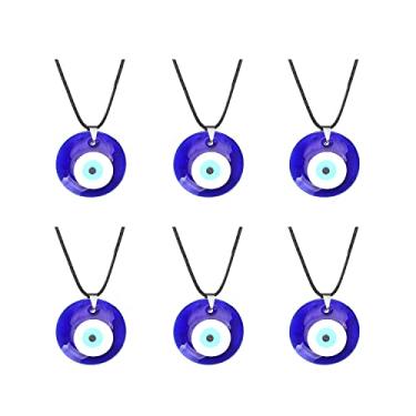 Imagem de Conjunto de colar com pingente de olho turco de vidro azul da sorte corda de couro mão Hamsa para mulheres homens proteção Ojo oração religiosa amuleto jóias, Vidro, Vidro