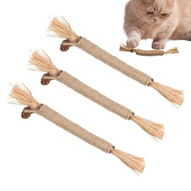 Imagem de Brinquedo de mastigar para gatos – suprimentos de massagem natural para gatinhos | Bastão de limpeza de dentes de gato – para férias em casa em ambientes internos e viagens ao ar livre