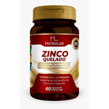 Imagem de Zinco Quelado 60 Cápsulas 400mg Herbolab Frasco Sem Sabor-Unissex