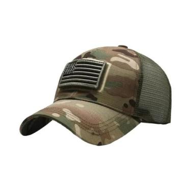 Imagem de Bandeira americana camuflagem adesivo bordado Baseball Cap Net Hat Men
