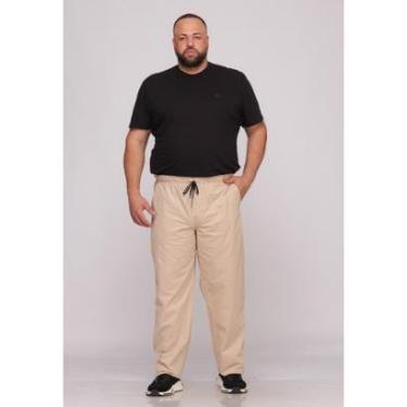Imagem de Calça Masculina Plus Size Sarja Bege-Masculino