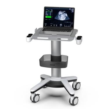 Imagem de Carrinho de carrinho médico com bandeja de laptop e suporte de scanner oral, estação de trabalho móvel sobre rodas, altura ajustável, gaveta bloqueável e rodízios silenciosos para salão de beleza