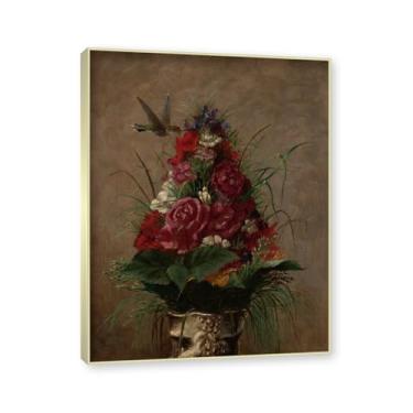 Imagem de Moldura de champanhe. Arte em tela floral country, pintura botânica vintage de natureza morta, decoração de parede de cozinha de fazenda emoldurada para sala de jantar. C03. 80 x 105 cm - 31,5 x 41,3