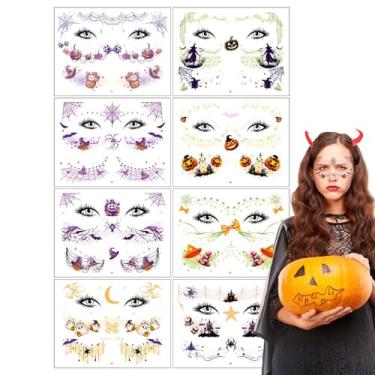 Imagem de Adesivos faciais temporários, adesivos faciais para artesanato | Maquiagem de brincadeira de adesivo facial portátil,Decalques assustadores de Halloween, maquiagem de rosto de Halloween, decalques de