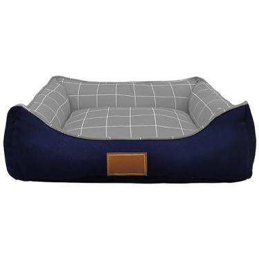 Imagem de Cama grande 71x56 com ziper para cachorro de grande porte cachorros cães e gatos(Square cinza)