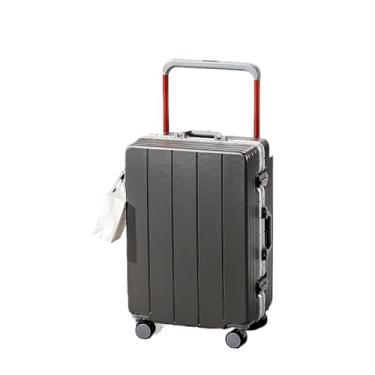 Imagem de Tourister Bagagem com estrutura de alumínio à prova de choque com alça larga: ABS + PC 20-28 Polegadas 56-75L Estojo de viagem antifurto à prova d'água(Ash,28 inches)