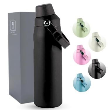 Imagem de Garrafa Térmica 500ML - Parede Dupla Isolada a Vácuo de Aço Inox, Bebidas Geladas por 24 Horas e Quentes por 12 Horas - Com Alça Robusta para Transporte (Preta)