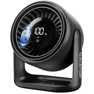 Imagem de Gaiatop Ventilador de mesa com controle de toque, bateria de 4000 mAh, ventilador de quarto ultra silencioso de 5 velocidades com tela de LED, inclinação de 90°, ventilador de mesa recarregável USB-C