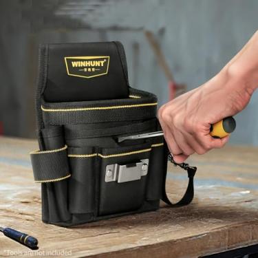 Imagem de Cinto de ferramentas, bolsa magnética de ferramentas para homens, bolsa de ferramentas removível e ajustável para eletricista, carpinteiro, construção, avental de trabalho, cinto utilitário